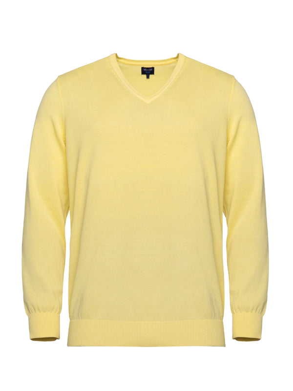 Jersey amarillo de algodón con cuello en V