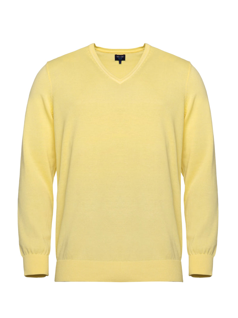 Jersey amarillo de algodón con cuello en V