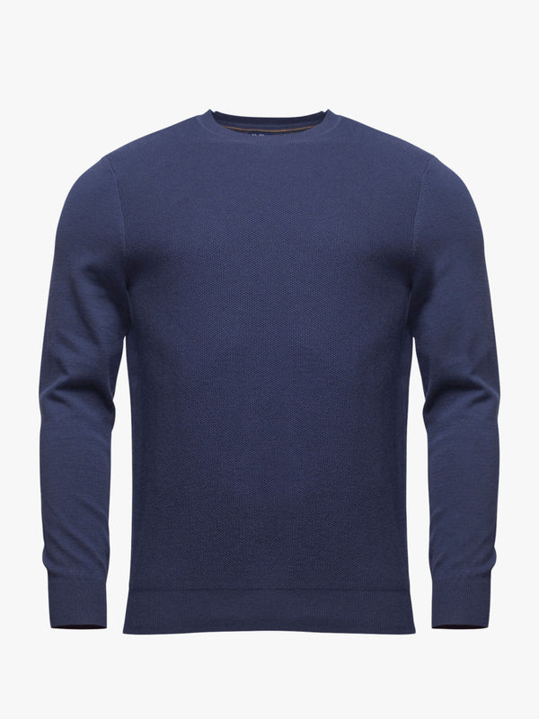 Camisola algodão e lã Merino azul escuro