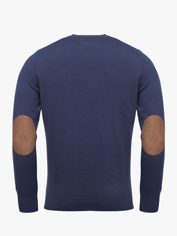 Camisola algodão e lã Merino azul escuro