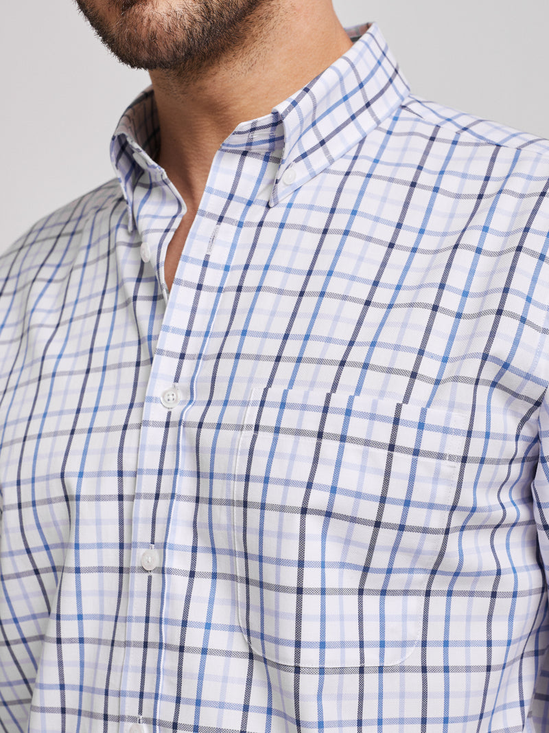 White and blue checkered Oxford shirt in regular fit cotton