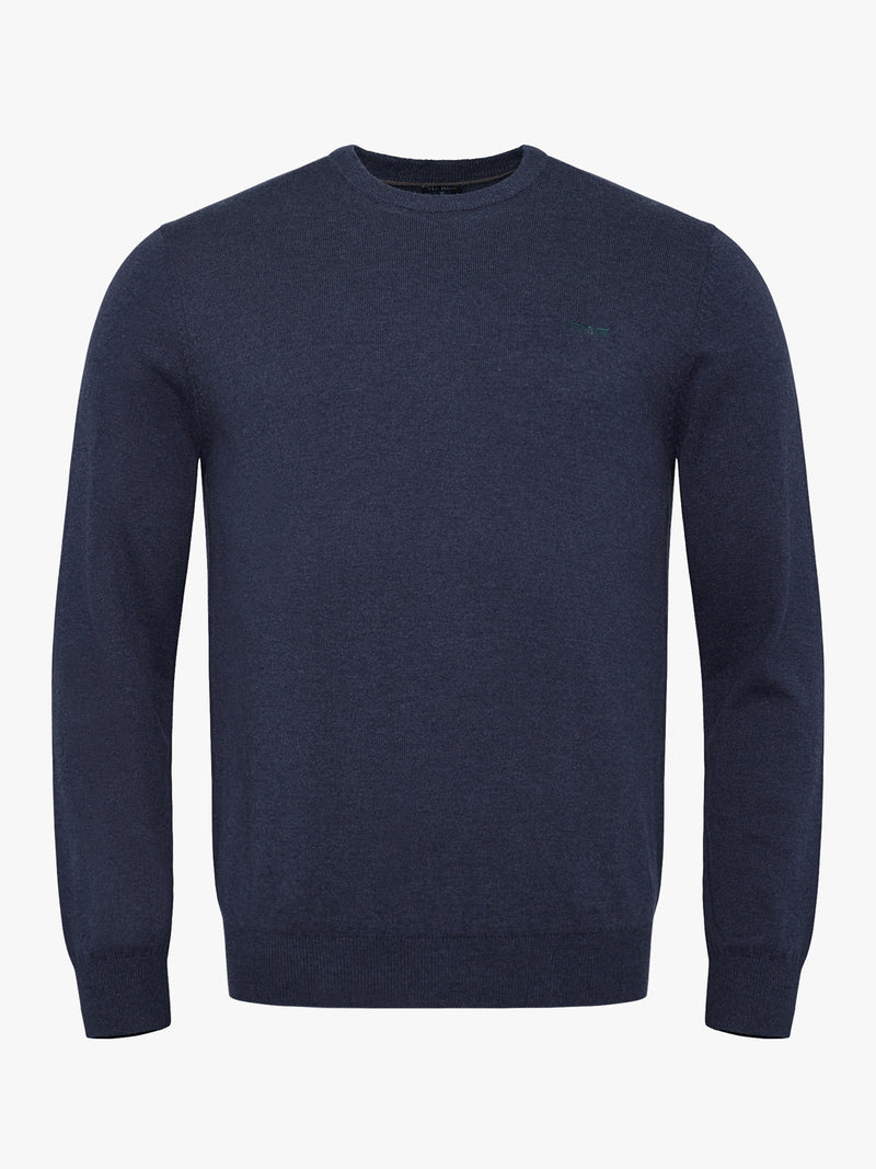 Blue Slim Merino Wool Pullover