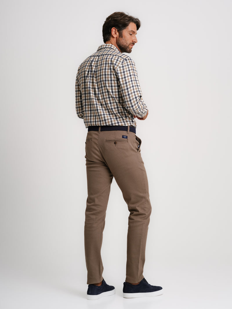 Camisa de franela beige regular fit