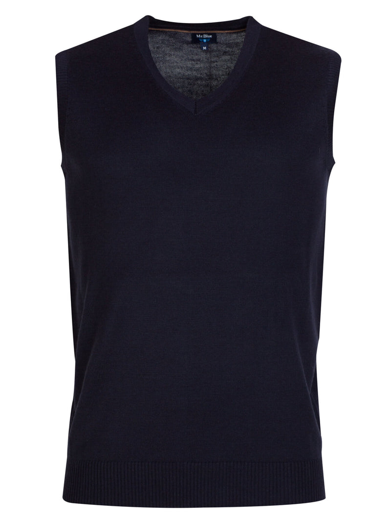 Dark Blue Plain Wool Vest