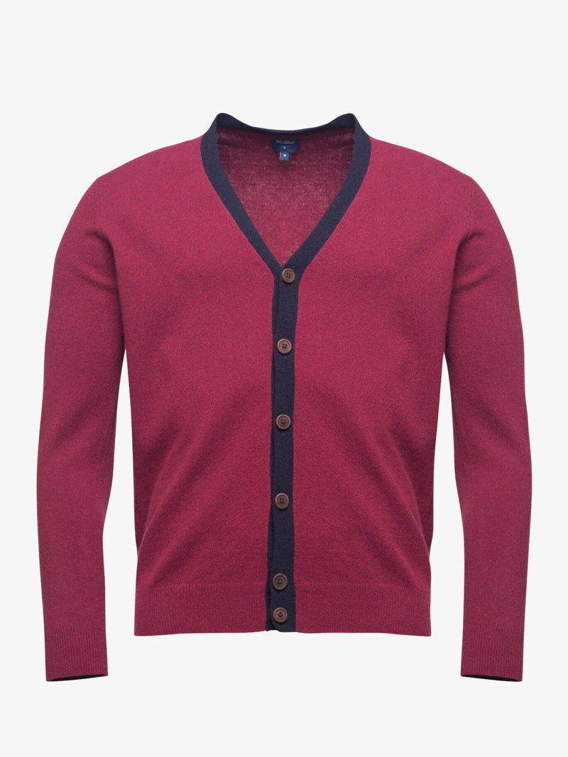 Cardigan lã bordeaux com botões