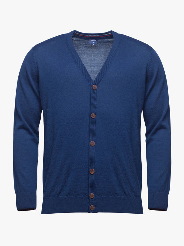 Chaqueta de lana azul intermedia con botones