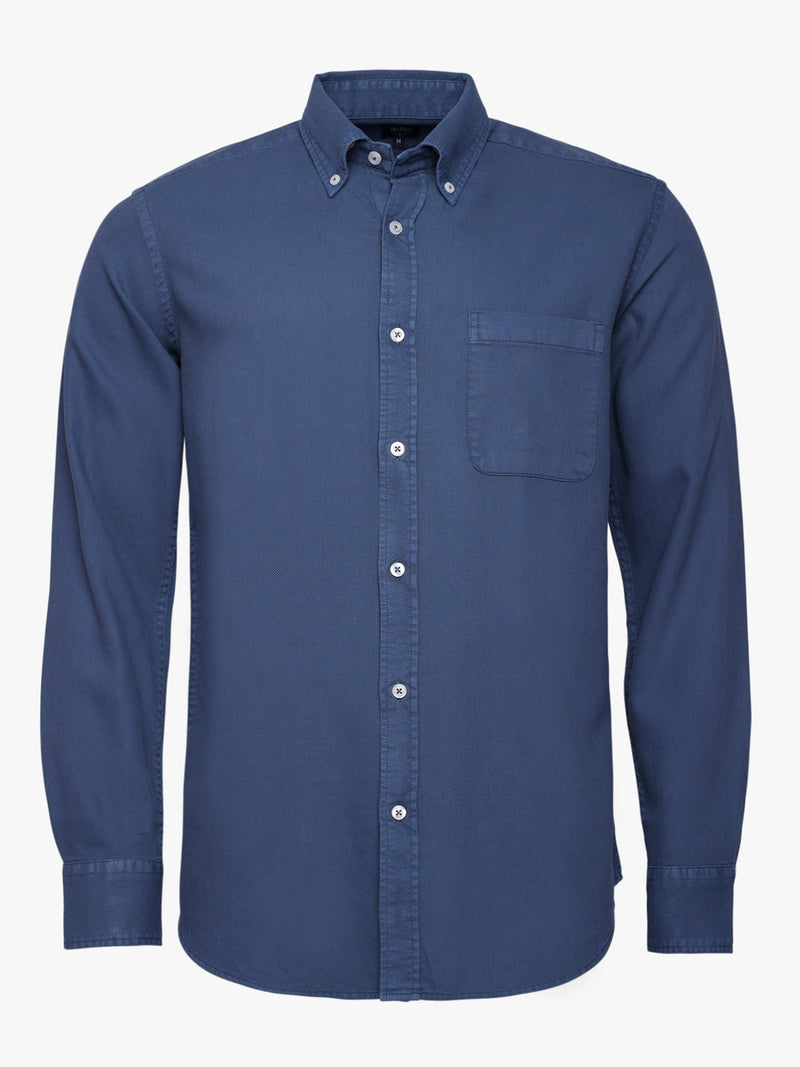 Camisa azul estructurada de corte regular