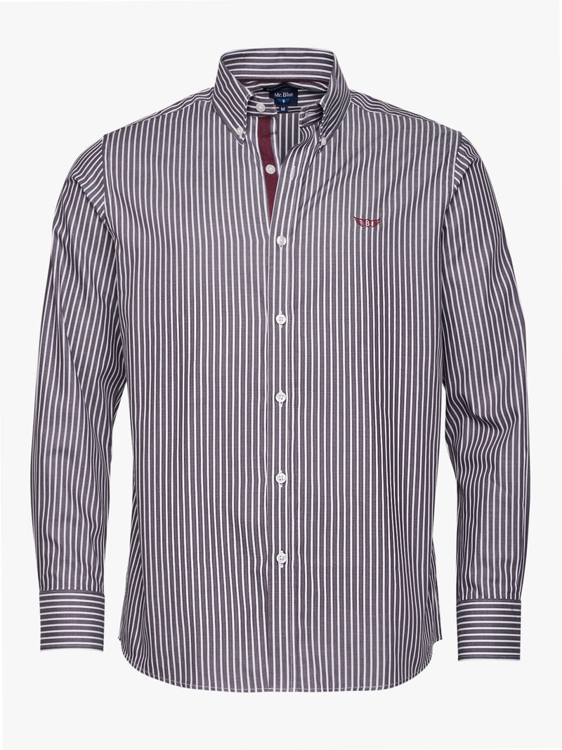 Camisa de sarga gris de ajuste regular