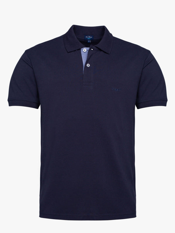 Dark blue short-sleeved piquet polo