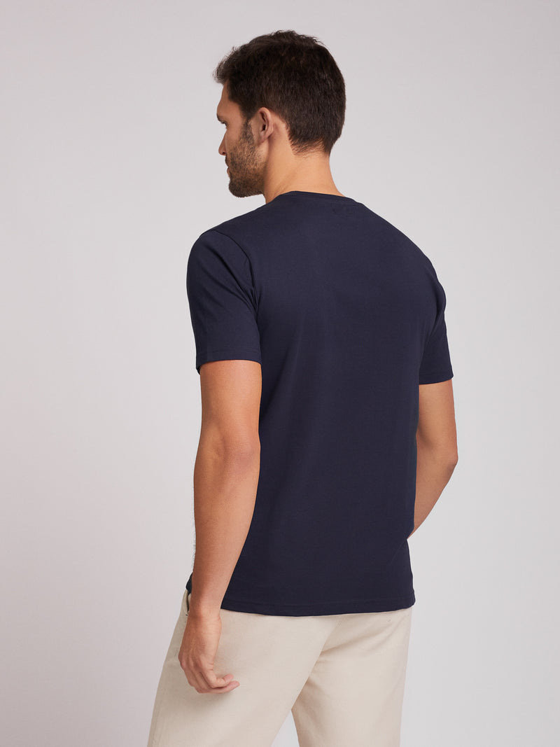 Camiseta azul marino 100% algodón con logotipo