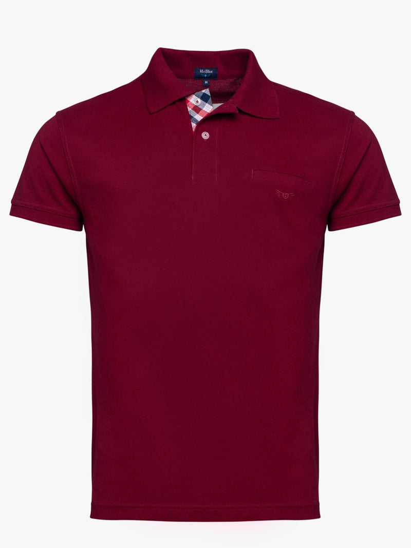 Bordeaux cotton short sleeve polo shirt with pocket and embroidered logo