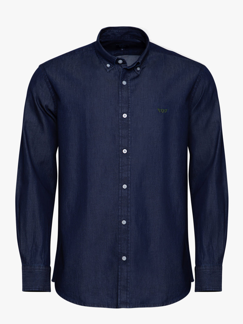 Camisa Denim Oxford azul denim regular fit