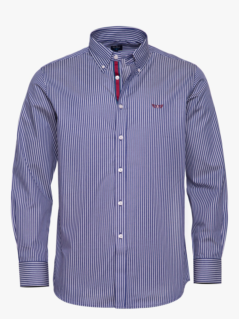 Camisa Regular Fit Azul Manga Comprida