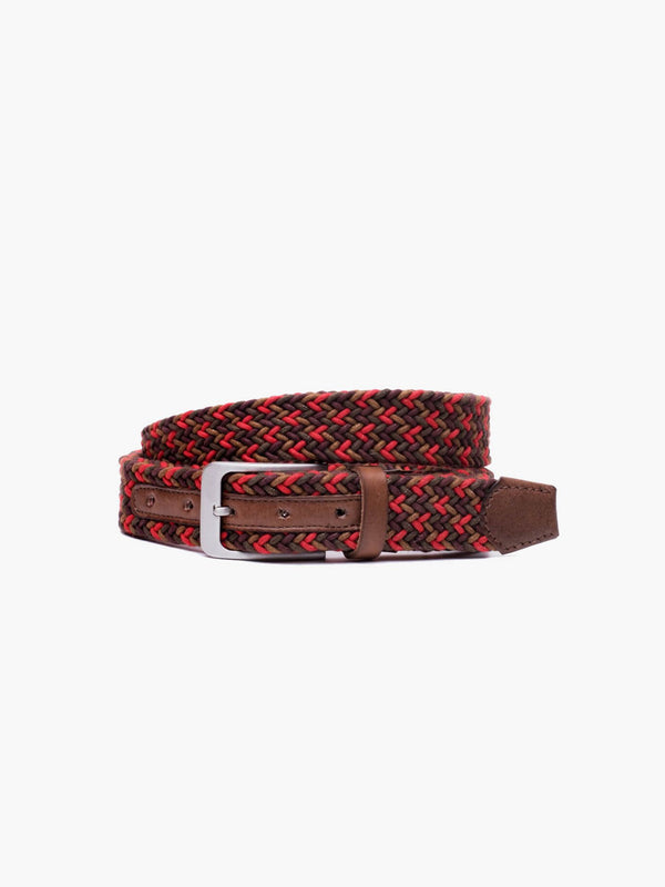 Cinturón elástico marrón y rojo