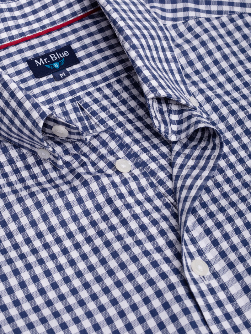 Camisa de cuadros azules y blancos en algodón regular fit