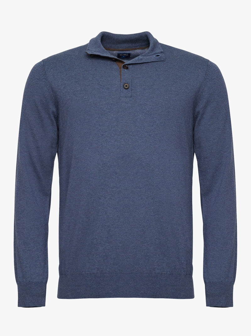 Blue Slim Merino Wool Pullover