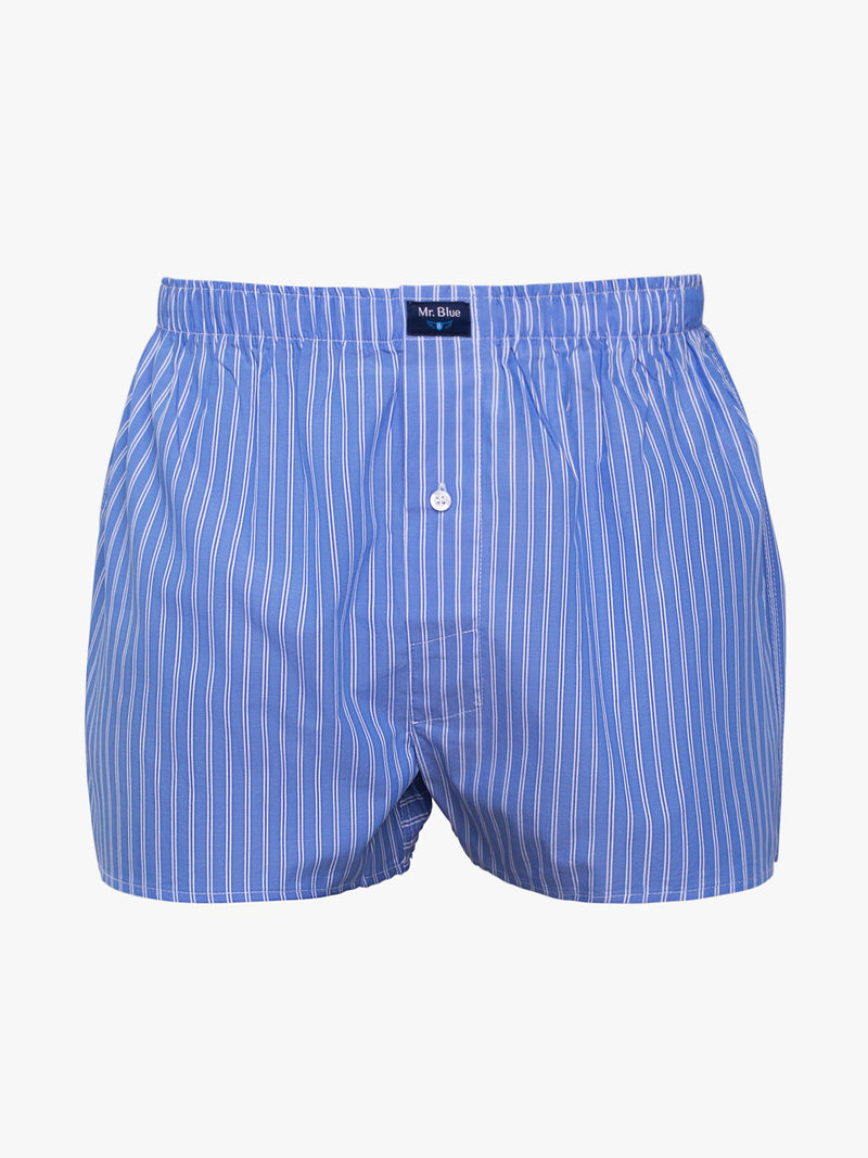 Boxers clássicos riscas azul e branco