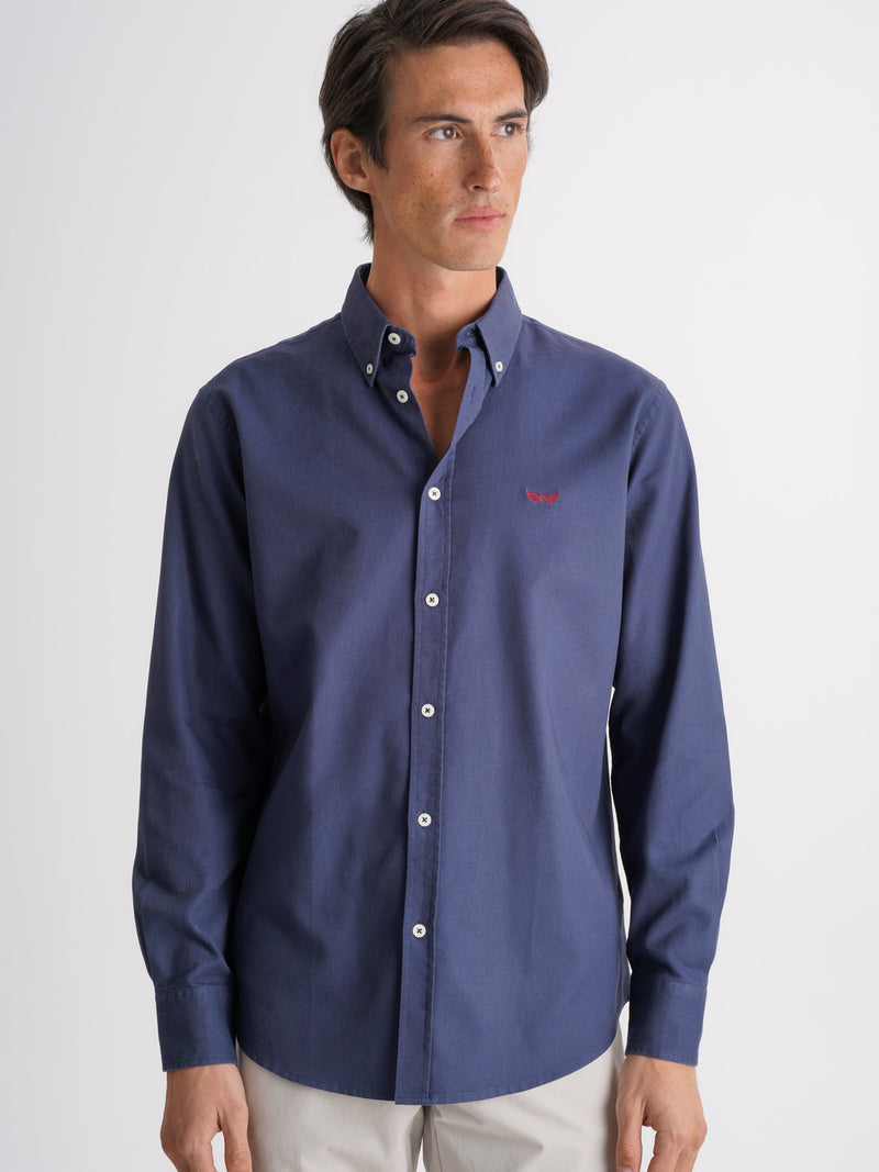 Camisa Regular Fit Estruturada Azul Mr. Blue