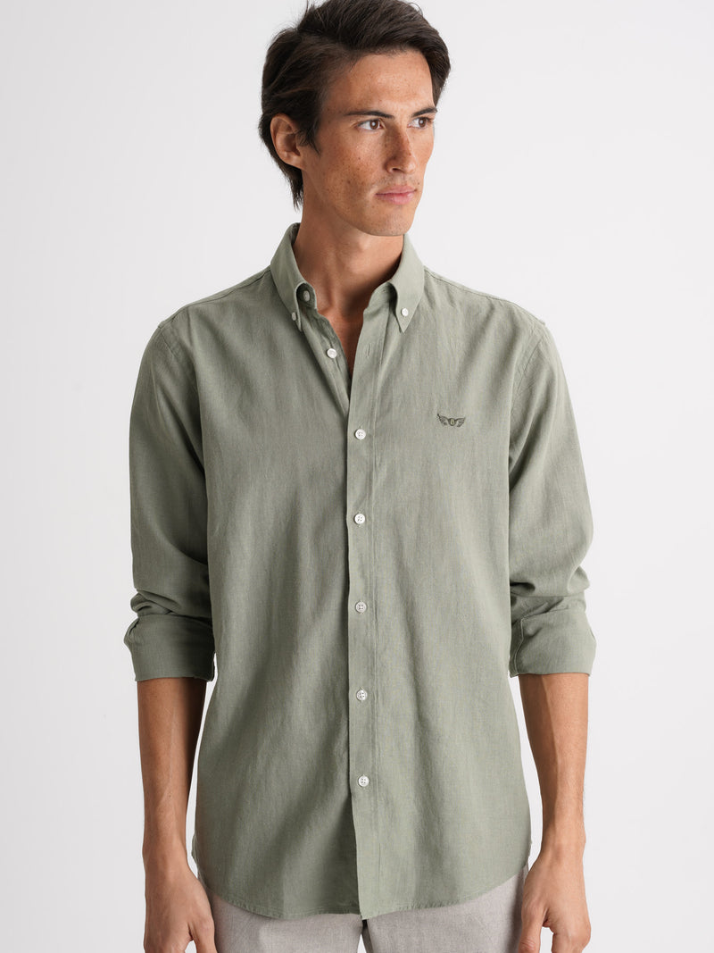 Camisa Regular Fit Linho Verde Mr. Blue