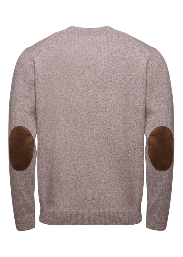 Plain Wool Pullover with Elbow Pads